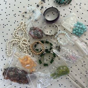 Lot of jewelry making supplies and White Beaded Jewelry Set